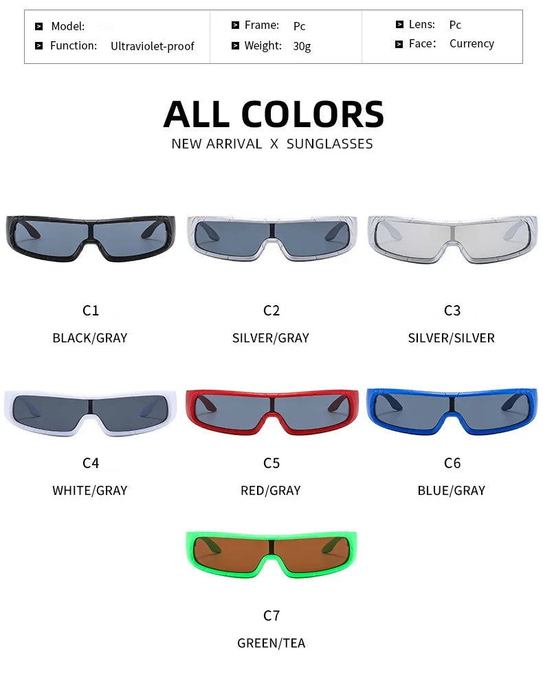 Monoblock Wrap Sunglasses – Futuristic Punk Style – Elegant Men's Accessory | Accessorio Uomo Elegante