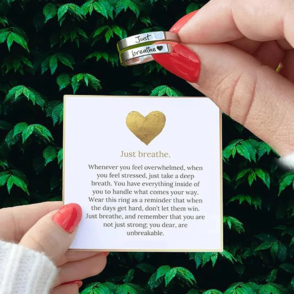 DRAVEN — Inspirational Just Breathe Stainless Steel Ring