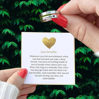 Inspirational Just Breathe Stainless Steel Ring – Elegant Men's Accessory | Accessorio Uomo Elegante