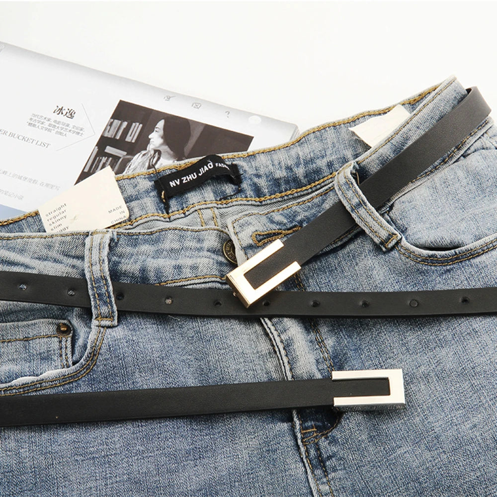 DRAVEN — Luxury Leather Knot Belt Women Gold Alloy Buckle