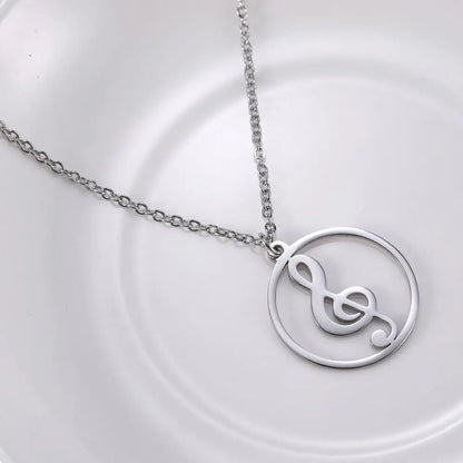 Treble Clef Music Note Necklace – Silver Pendant Chain for Men and Women