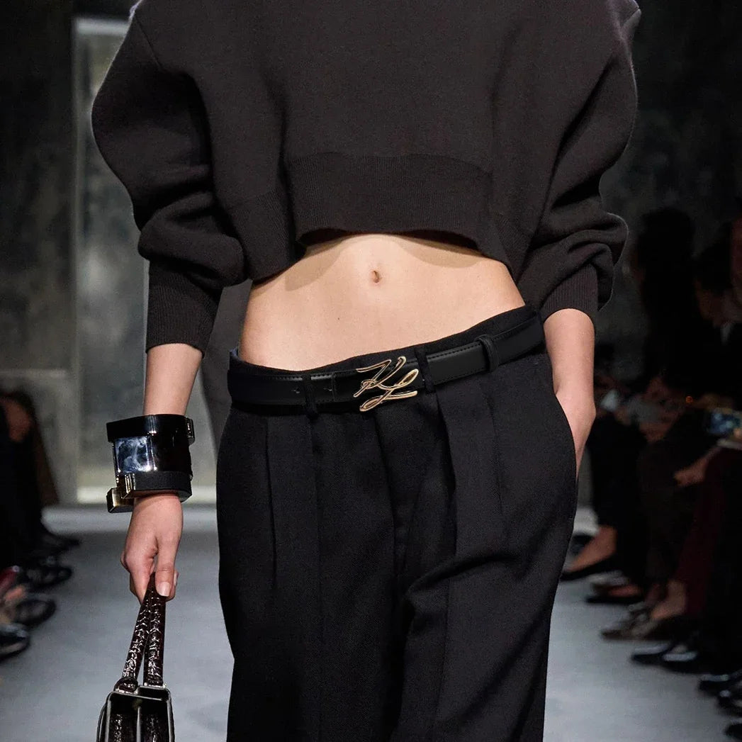 Women's PU Leather Belt Linear Letter Alloy Buckle – Elegant Men's Accessory | Accessorio Uomo Elegante