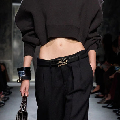 Women's PU Leather Belt Linear Letter Alloy Buckle – Elegant Men's Accessory | Accessorio Uomo Elegante