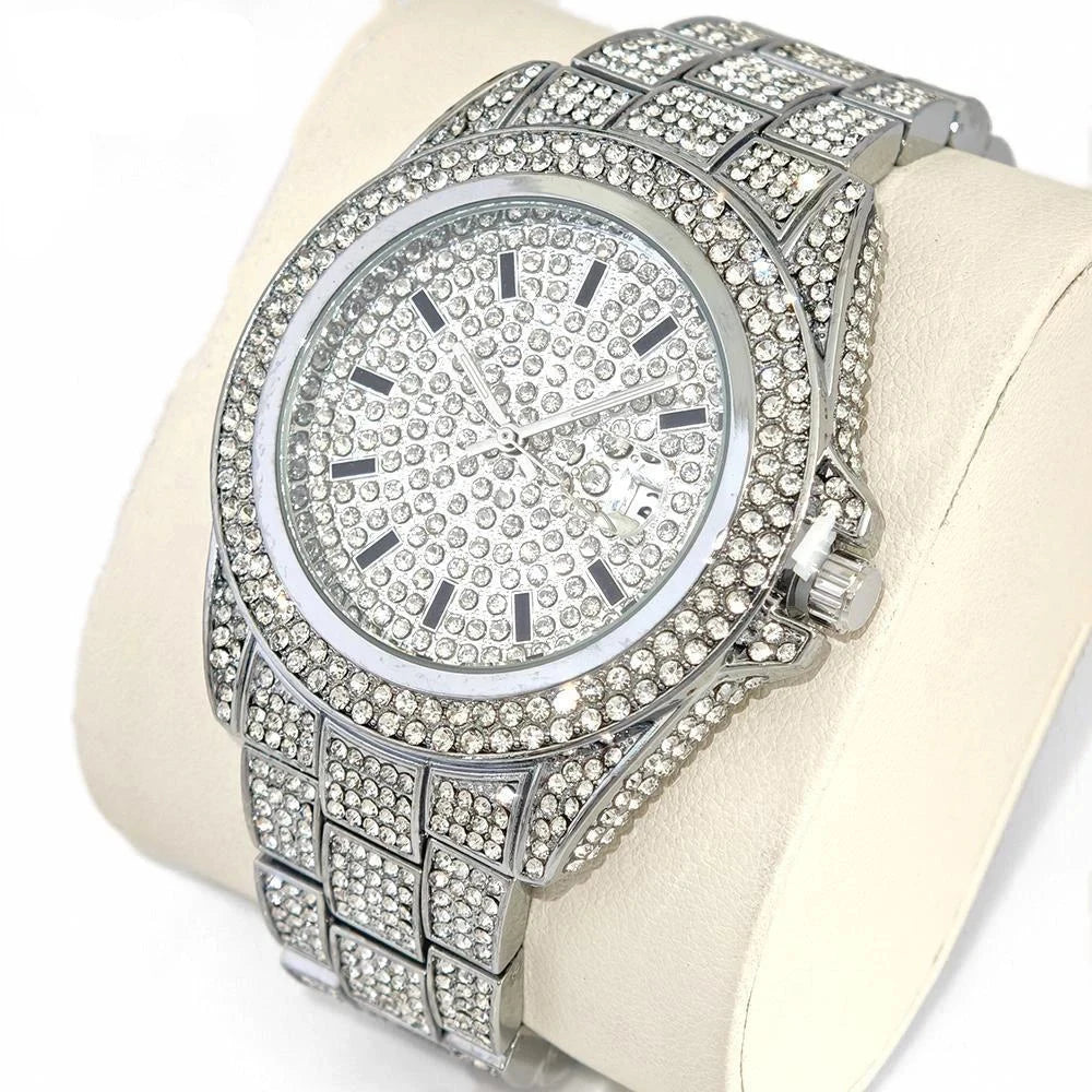 Frost Legend – Men’s Ice Steel Precision Watch with Calendar – Elegant Men's Accessory | Accessorio Uomo Elegante