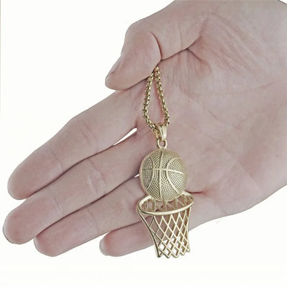 Basketball Hoop Pendant Necklace – Creative Sports Jewelry – Elegant Men's Accessory | Accessorio Uomo Elegante