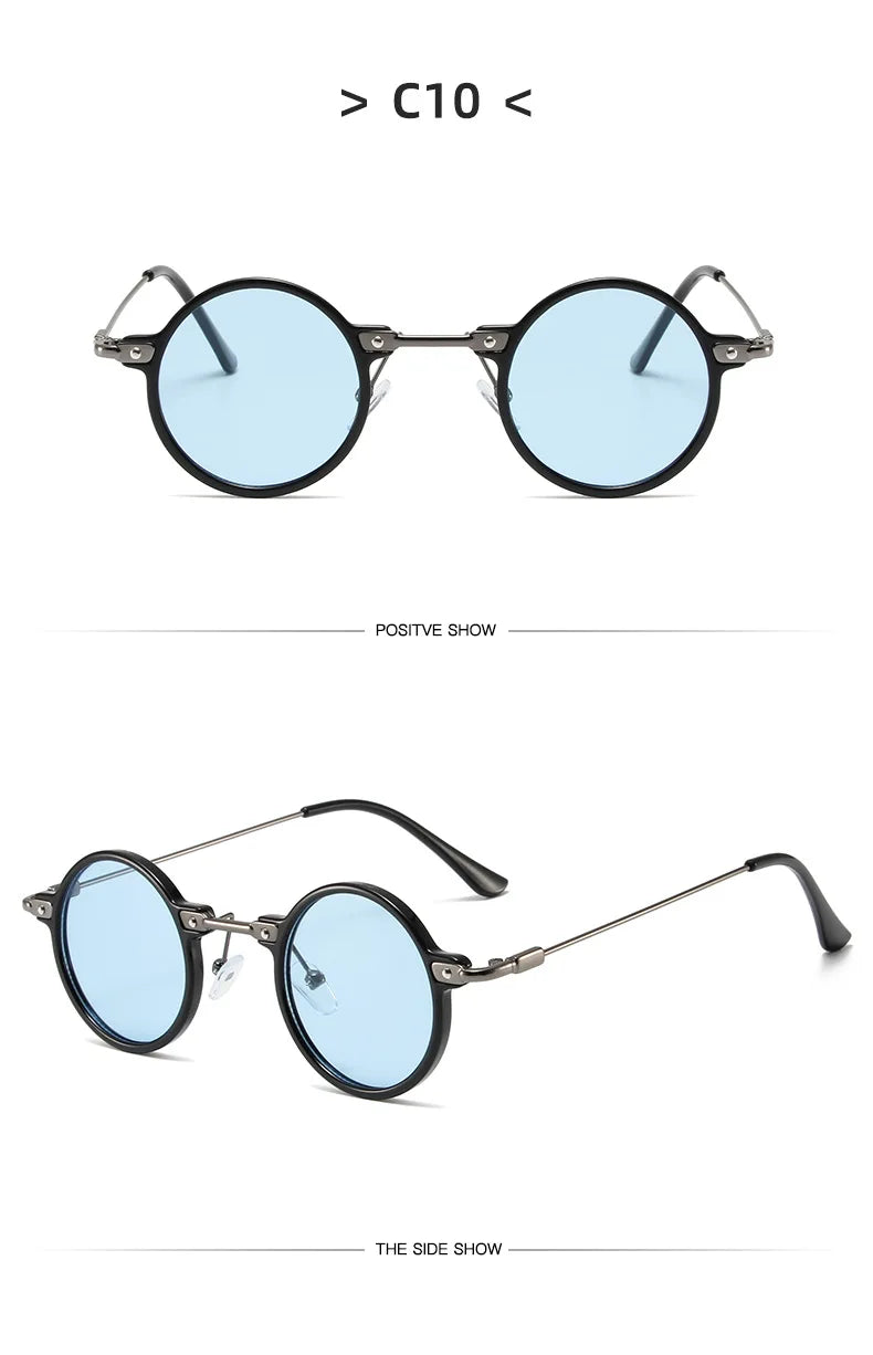Round Metal Sunglasses – Retro Steampunk Design – Elegant Men's Accessory | Accessorio Uomo Elegante