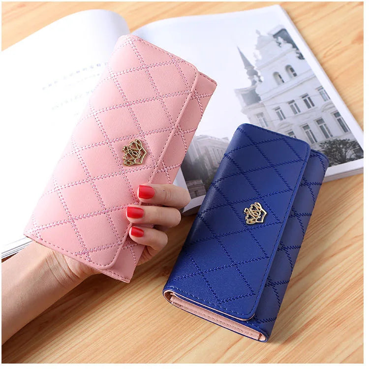 DRAVEN — PU Leather Long Wallet Women 2025 Diamond Mesh Design