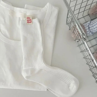 Retro Label Cotton Socks – Women’s Japanese Street Style – Elegant Men's Accessory | Accessorio Uomo Elegante