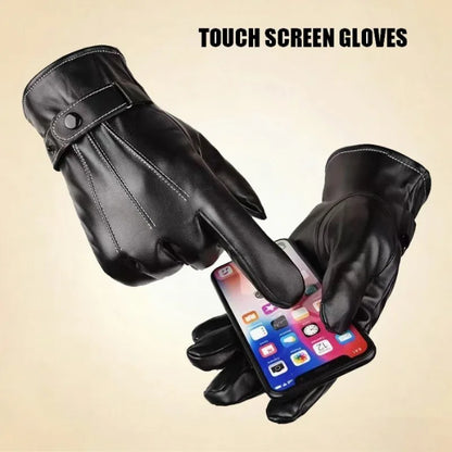 PU Leather Touchscreen Gloves – Men’s Warm Business Style