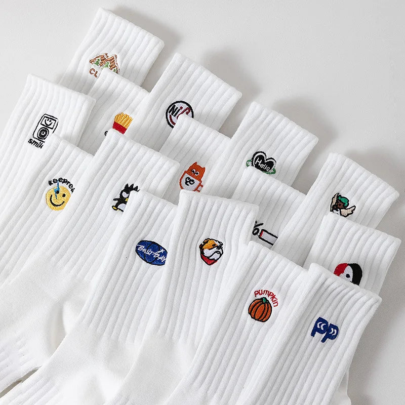 DRAVEN — Cartoon Embroidered Socks – Unisex Harajuku Street Style