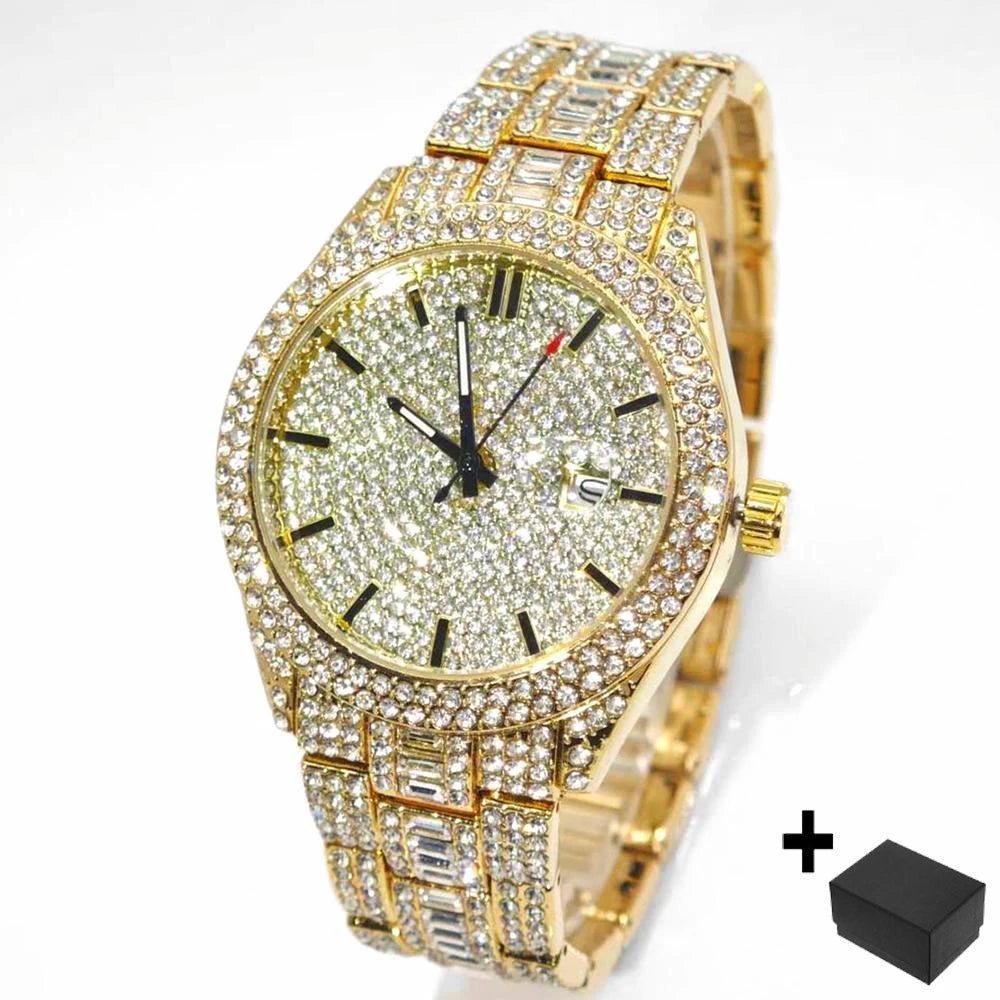 DRAVEN — Crystal Frame – Men’s Rectangle Steel Luxury Watch with Calendar