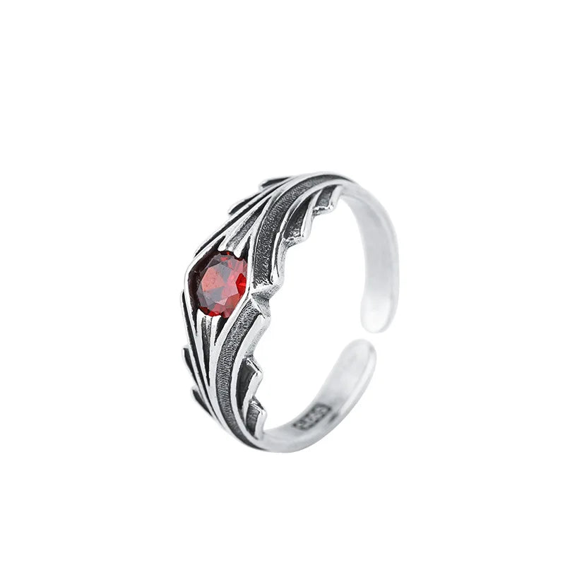 Luxury Red Zircon Silver Ring – Elegant Men's Accessory | Accessorio Uomo Elegante