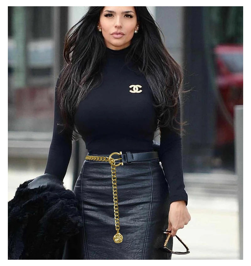 Luxury Gold Chain Belt Women Floral Adjustable Design – Elegant Men's Accessory | Accessorio Uomo Elegante