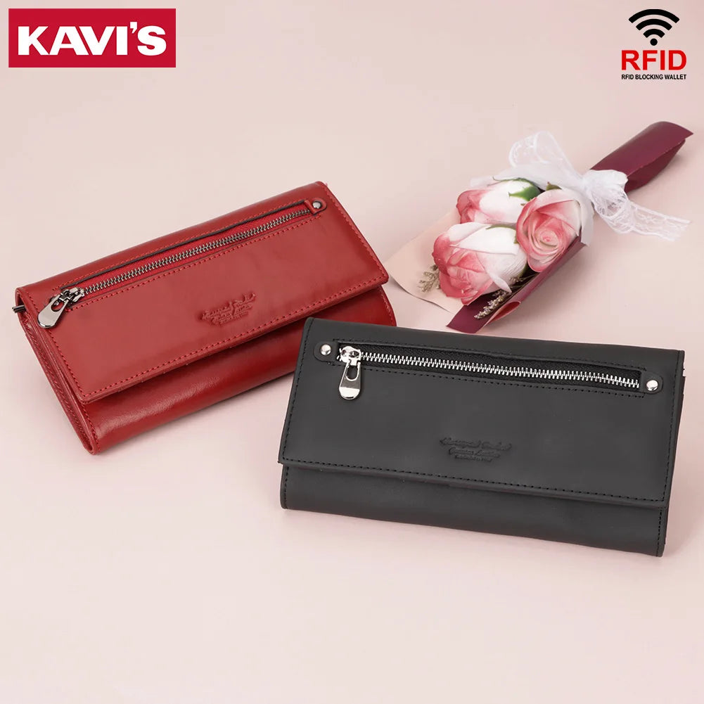 DRAVEN — Luxury Leather Wallet Women RFID Phone Handbag Coin Purse