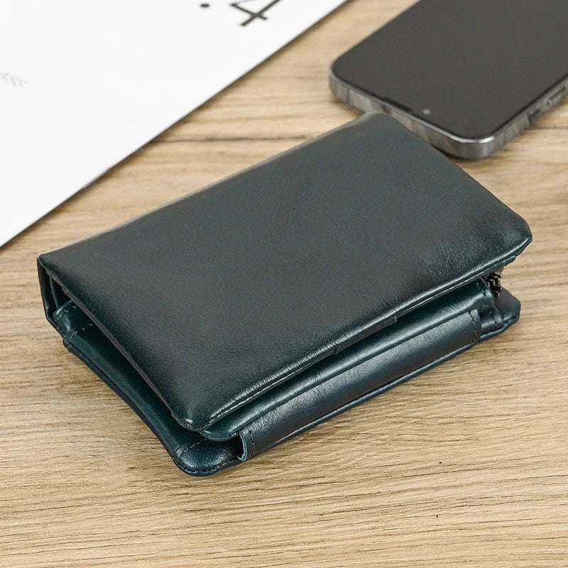 DRAVEN — Genuine Leather Short Wallet Men Soft Card Holder