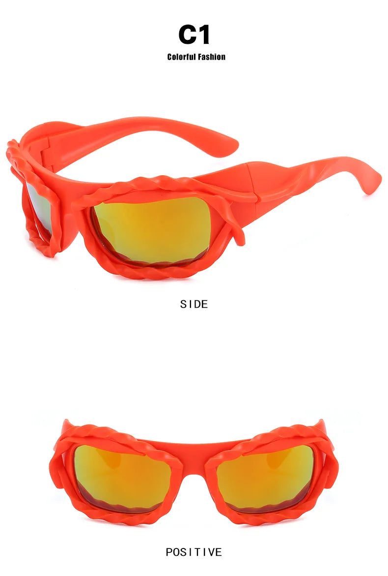 Twisted Y2K Sunglasses – Silver Retro Luxury Shades – Elegant Men's Accessory | Accessorio Uomo Elegante