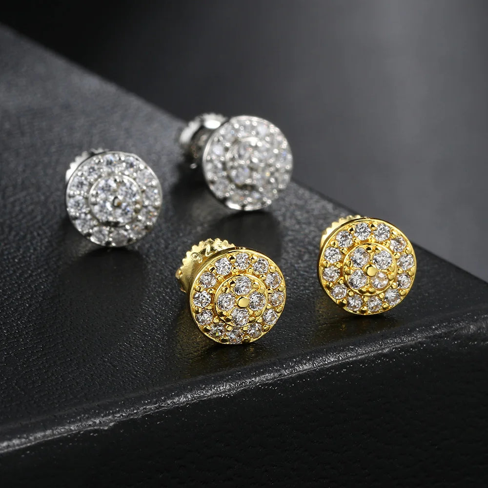 Gold Micro Pave Earrings – Elegant Men's Accessory | Accessorio Uomo Elegante