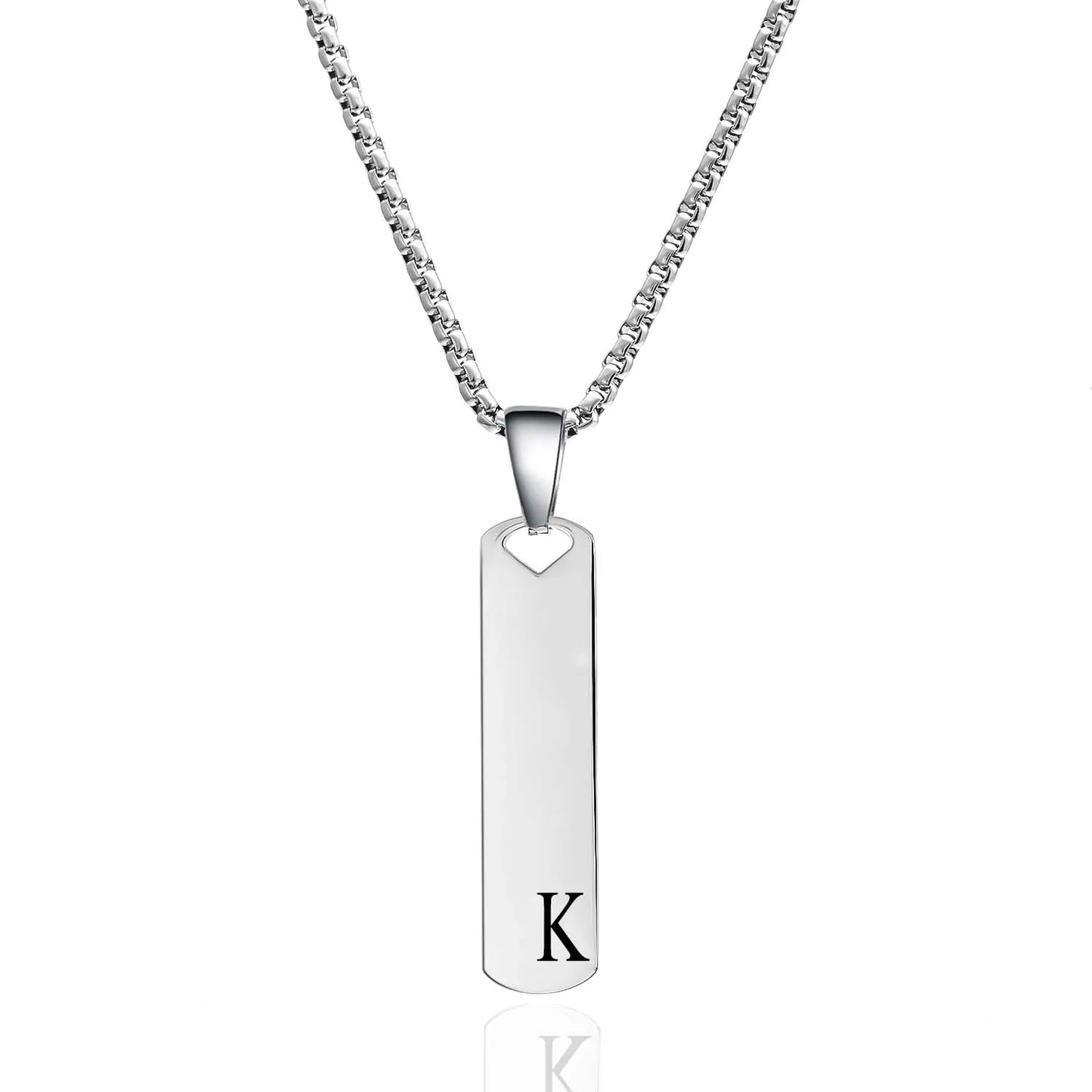 DRAVEN — Stainless Steel Initial Bar Necklace – A–Z Alphabet Pendant Jewelry for Men and Women