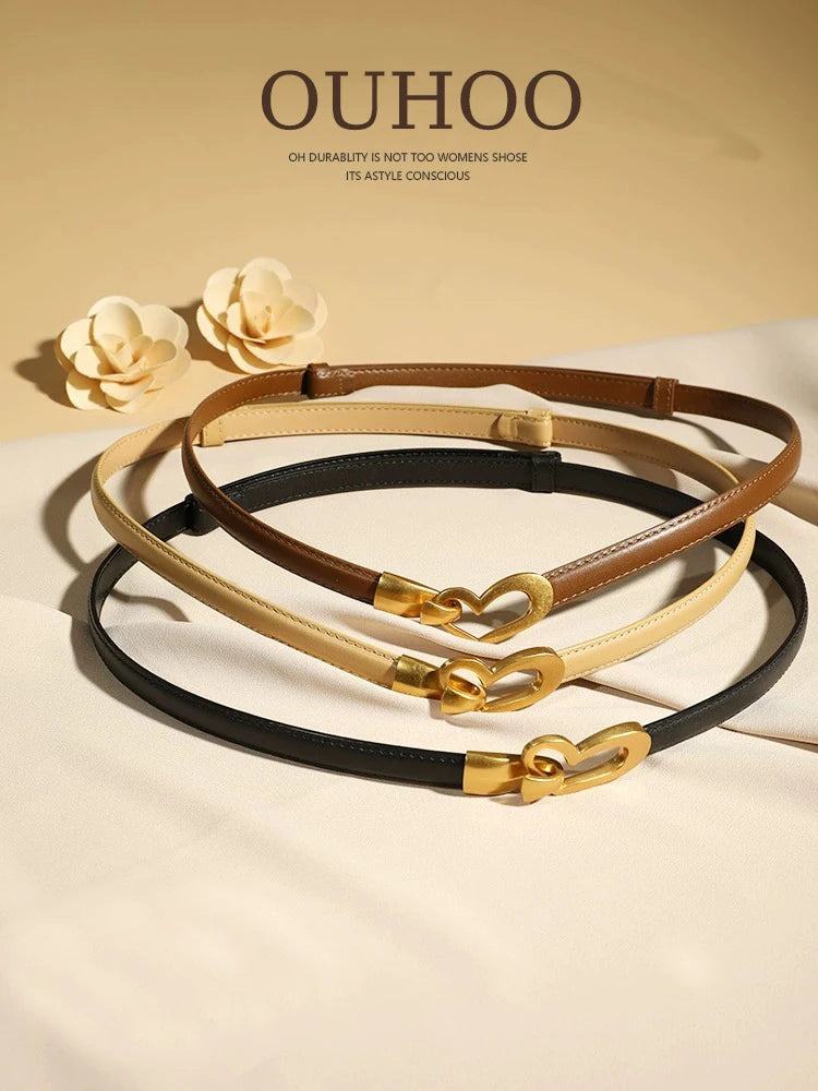 DRAVEN — Luxury Leather Belt Women Heart Buckle Elegant Design