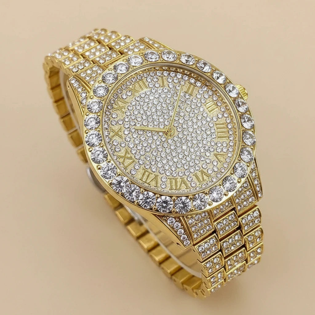 Ice Rebellion — Full Stone-Set Men’s Steel Watch – Elegant Men's Accessory | Accessorio Uomo Elegante