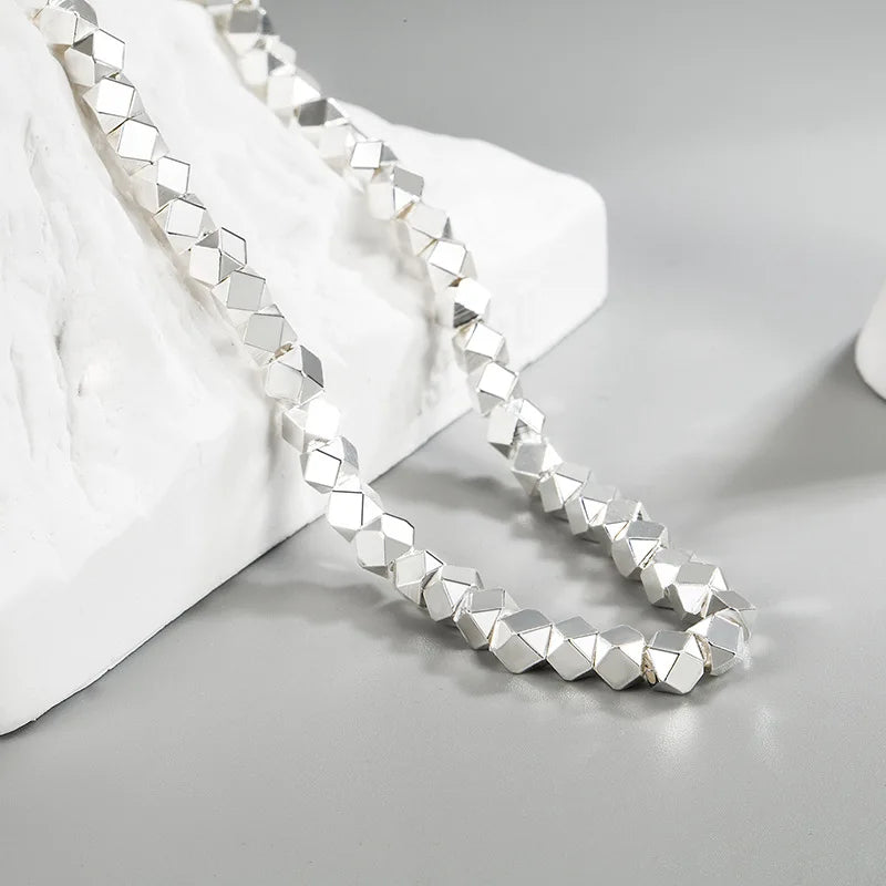 Trendy 925 Sterling Silver Necklace – Shiny Fashion Chain for Women – Elegant Men's Accessory | Accessorio Uomo Elegante