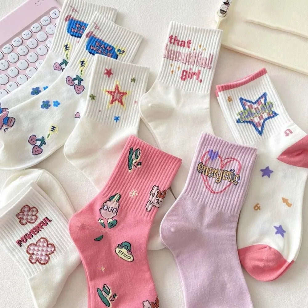 DRAVEN — Y2K Flower Ankle Socks – Unisex Street Cartoon Style