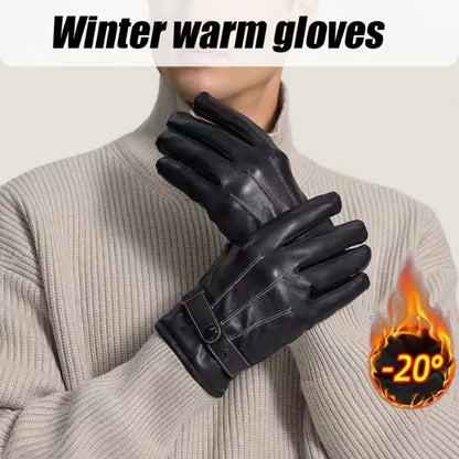 PU Leather Touchscreen Gloves – Men’s Warm Business Style