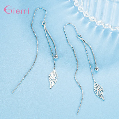 Silver Leaf Tassel Chain Earrings – Elegant Men's Accessory | Accessorio Uomo Elegante