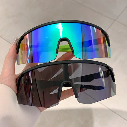 Semi-Rimless Sport Sunglasses – Oversized Mirror Design – Elegant Men's Accessory | Accessorio Uomo Elegante