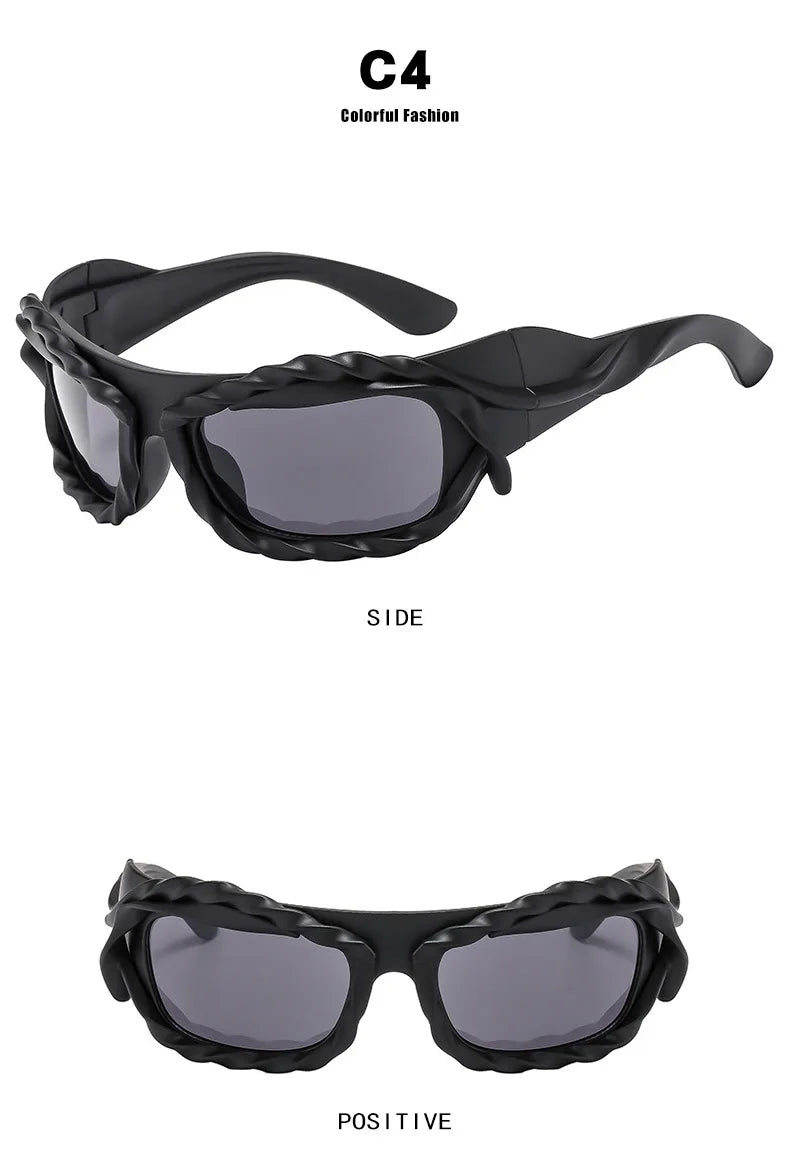 DRAVEN — Y2K Twisted Sunglasses – Silver Retro 2000’s Luxury Shades