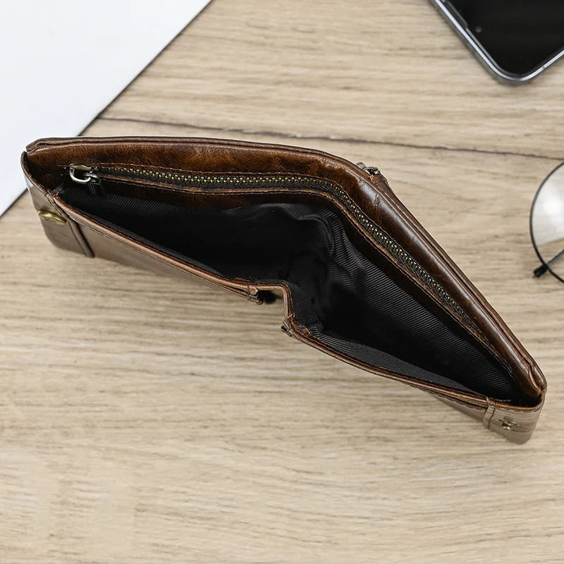 DRAVEN — Genuine Leather Short Wallet Men Soft Card Holder