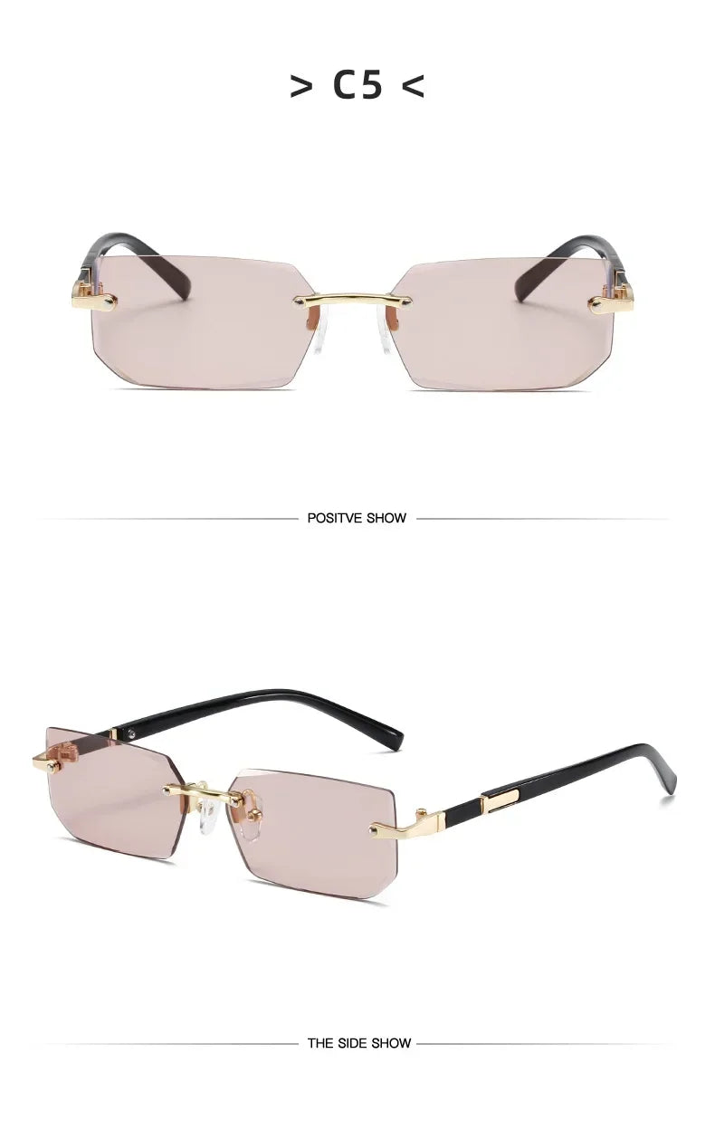 DRAVEN — Rimless Square Sunglasses – Blue Light Protection