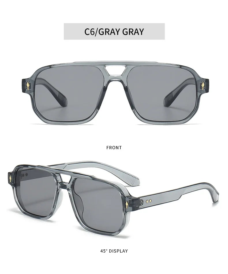 DRAVEN — Retro Double Bridge Sunglasses – Luxury Rivet Design