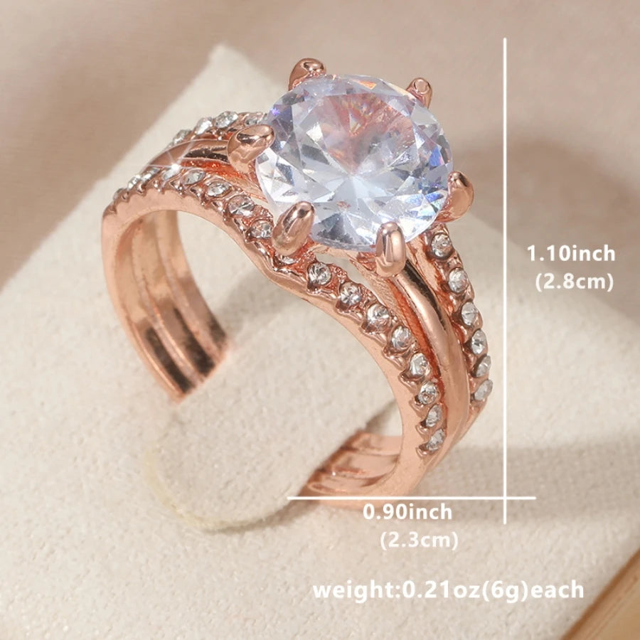 DRAVEN — Rose Gold Six Claw Zircon Ring