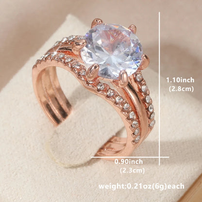 Rose Gold Six Claw Zircon Ring – Elegant Men's Accessory | Accessorio Uomo Elegante