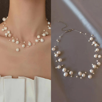 French Style Pearl Layered Necklace – Elegant Light Luxury Jewelry for Women – Elegant Men's Accessory | Accessorio Uomo Elegante