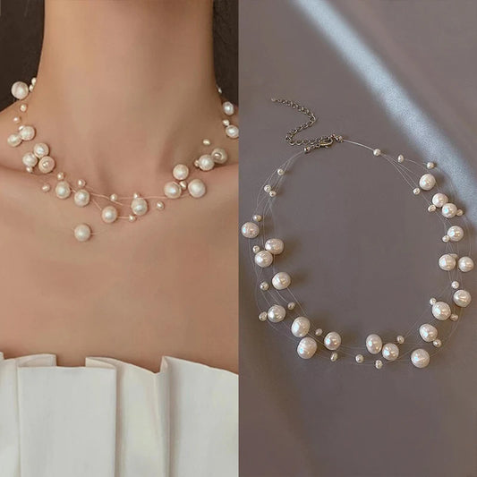 DRAVEN — French Style Pearl Layered Necklace – Elegant Light Luxury Jewelry for Women — Necklaces & Chains | DRAVEN