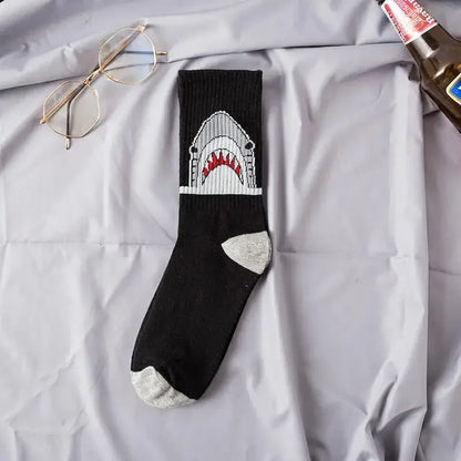 Shark Print Crew Socks