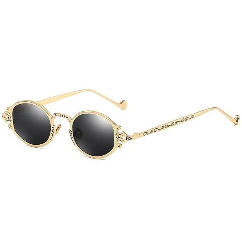 Gold Metal Sunglasses – Oval Gothic Vintage Design – Elegant Men's Accessory | Accessorio Uomo Elegante