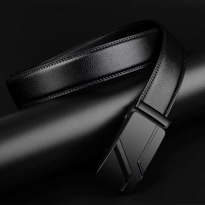 Luxury Automatic Buckle Belt Men Black Leather Design – Elegant Men's Accessory | Accessorio Uomo Elegante