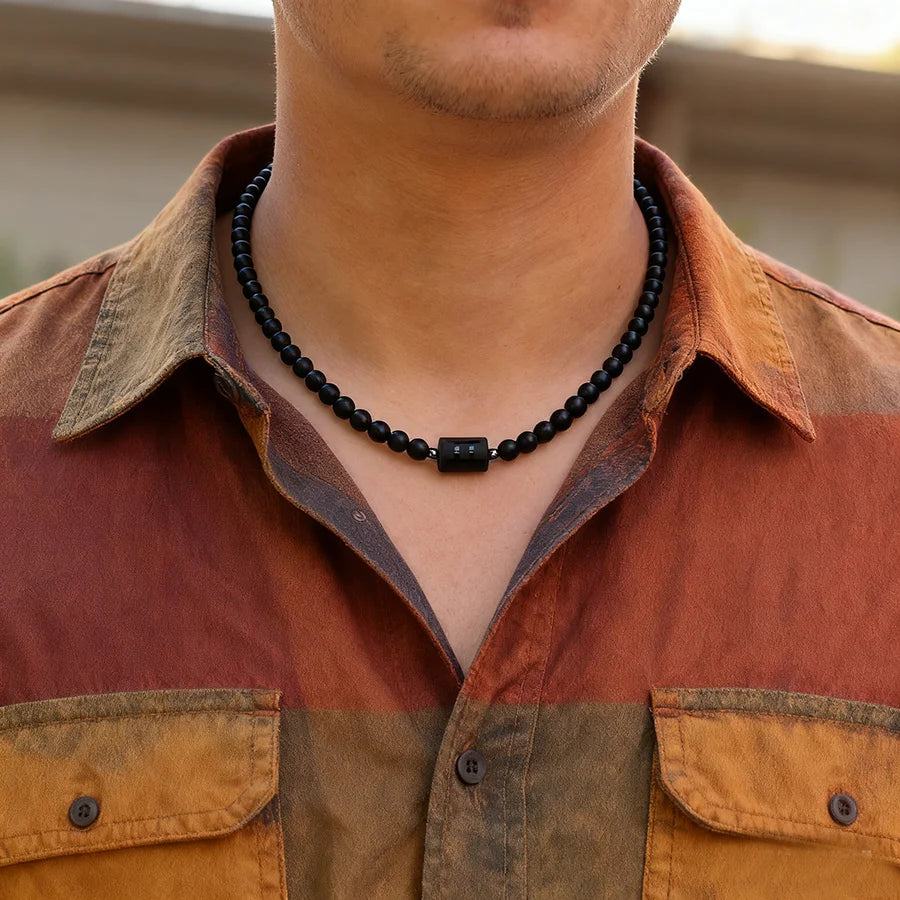 DRAVEN — 12 Constellations Black Onyx Necklace – Stainless Steel Zodiac Jewelry for Men