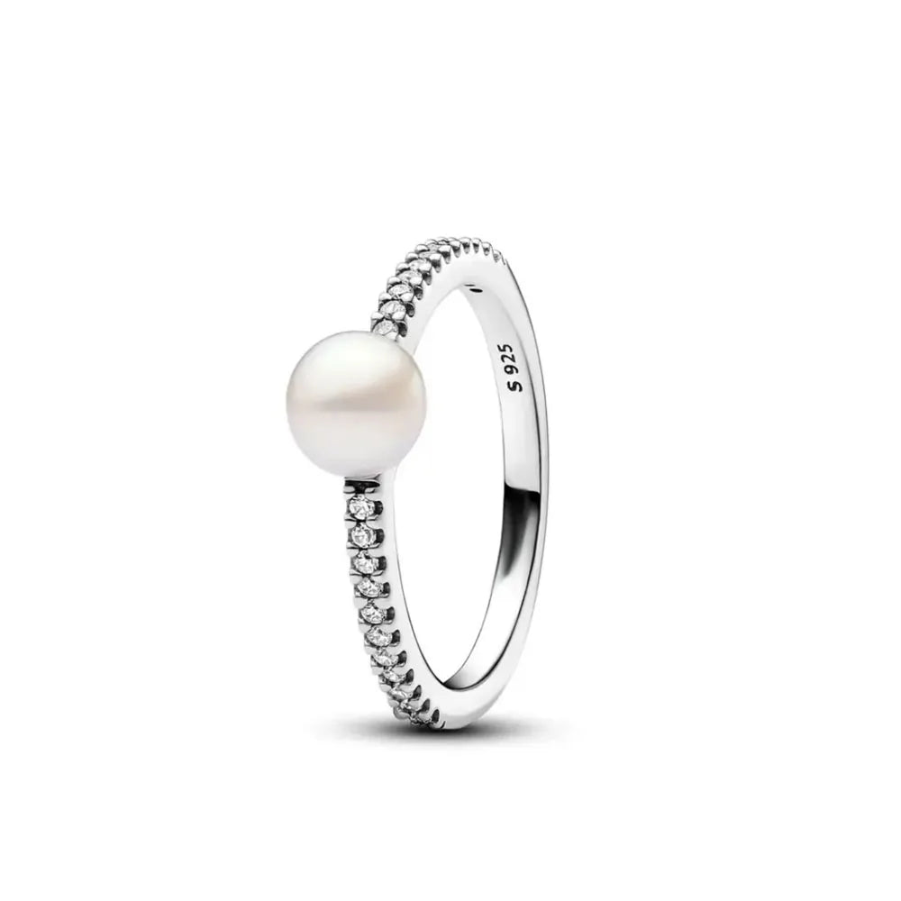 DRAVEN — Silver Heart & Pearl Rose Ring