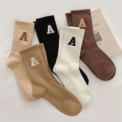 Women's Kawaii Letter A Socks – Warm Korean Style