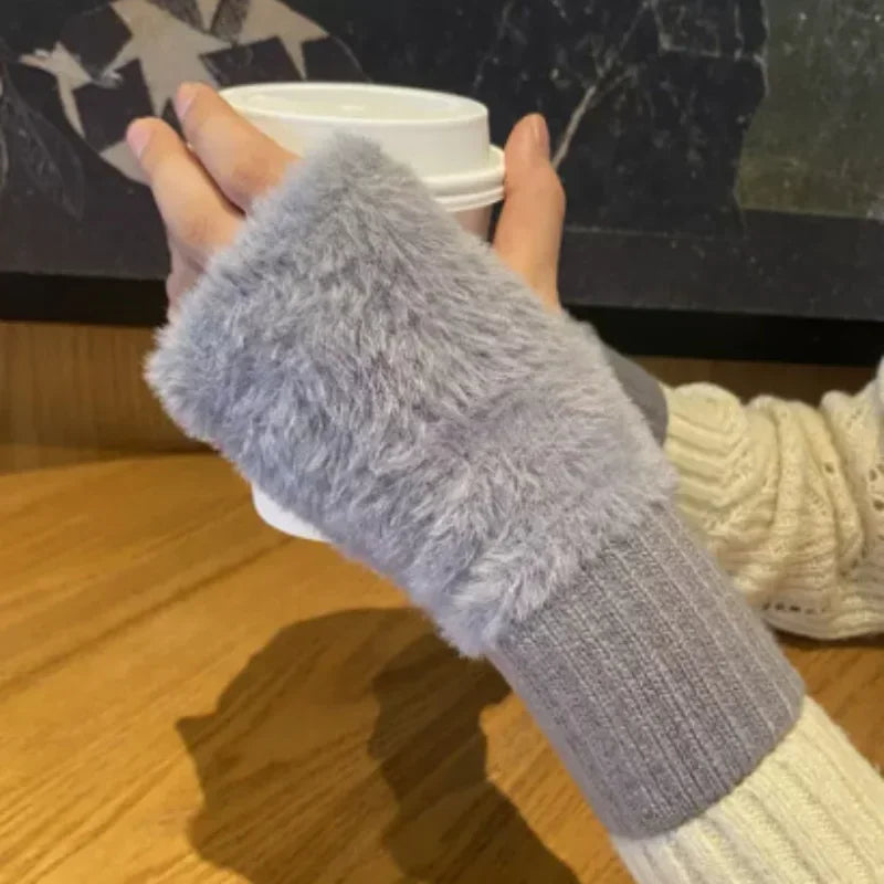 DRAVEN — Plush Knitted Fingerless Gloves – Women’s Soft Winter Style