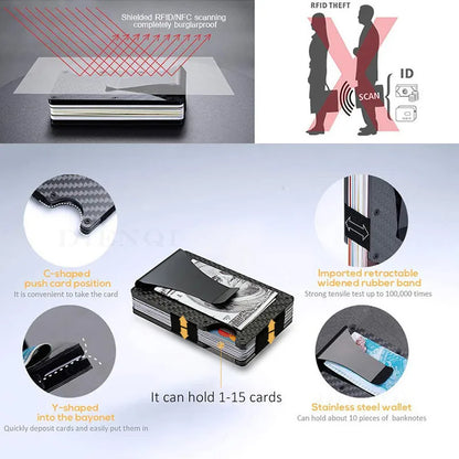 Slim Metal Wallet Men RFID Blocking Front Pocket Money Clip – Elegant Men's Accessory | Accessorio Uomo Elegante