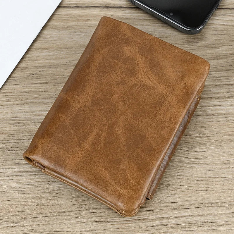 Genuine Leather Short Wallet Men Soft Card Holder – Elegant Men's Accessory | Accessorio Uomo Elegante