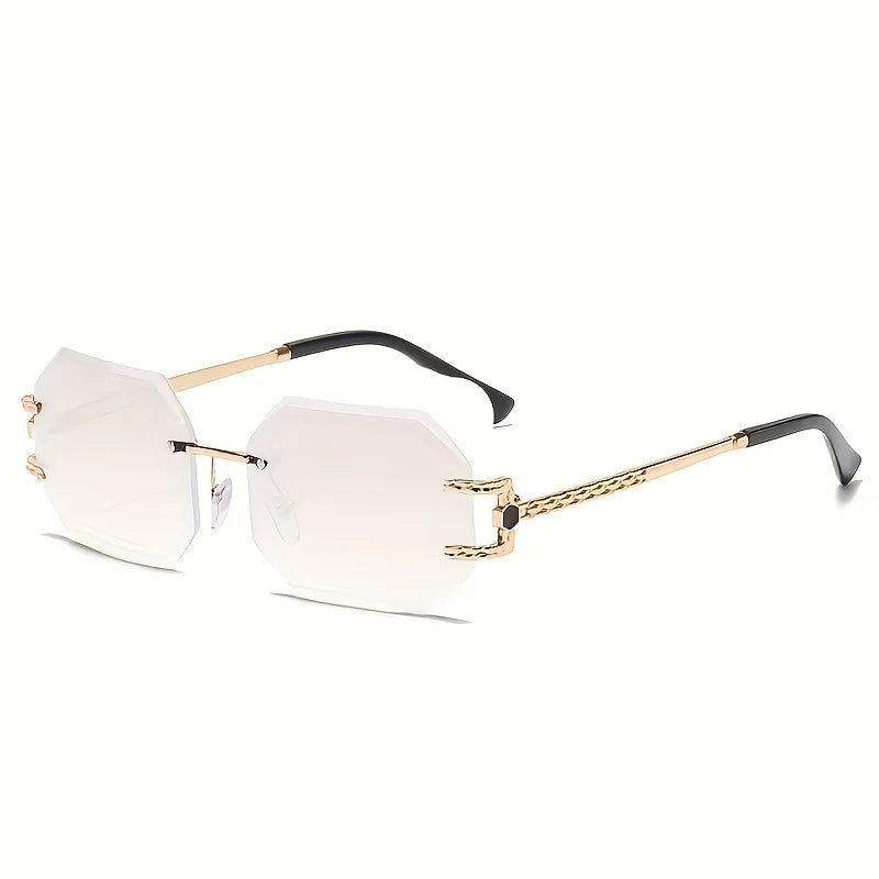 DRAVEN — Rimless Geometric Sunglasses – Clear Lens Street Luxury