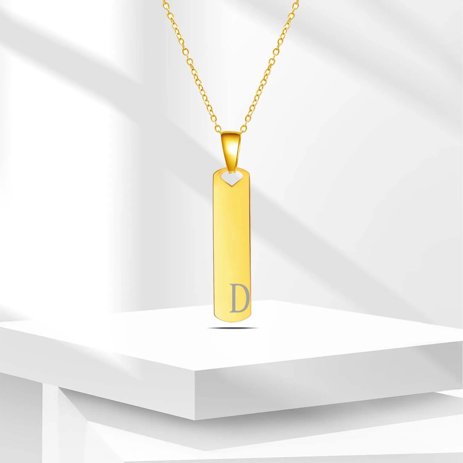 Stainless Steel Initial Bar Necklace – A–Z Alphabet Pendant Jewelry for Men and Women – Elegant Men's Accessory | Accessorio Uomo Elegante