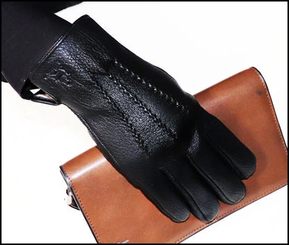 High-End Deerskin Leather Gloves – Unisex Luxury Winter Style