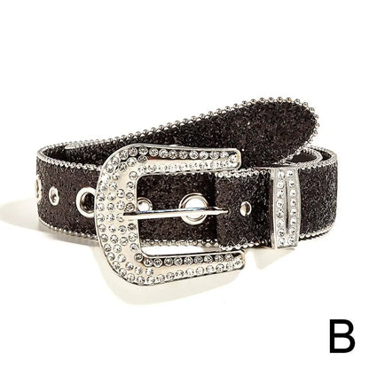 Skull Rhinestone PU Leather Belt Women Sparkling Design – Elegant Men's Accessory | Accessorio Uomo Elegante
